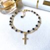 Black spinel rosary double strand bracelet - Image 2