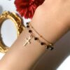 Black spinel rosary double strand bracelet - Image 4