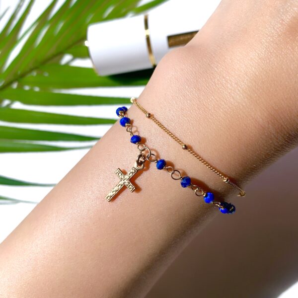 Lapis lazuli rosary double strand bracelet - Image 2