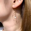 Moonstone honi lima hammered hoop earrings