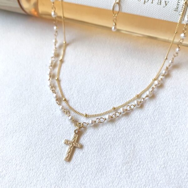 white pearl rosary necklace