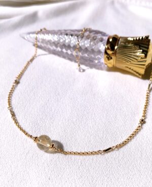 gold rutilated quartz necklace