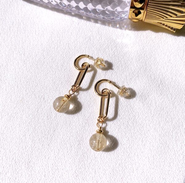 Gold rutilated quartz earrings