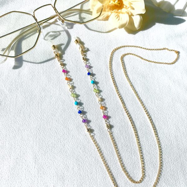 7 Chakra gemstones dainty glasses chain - Image 2