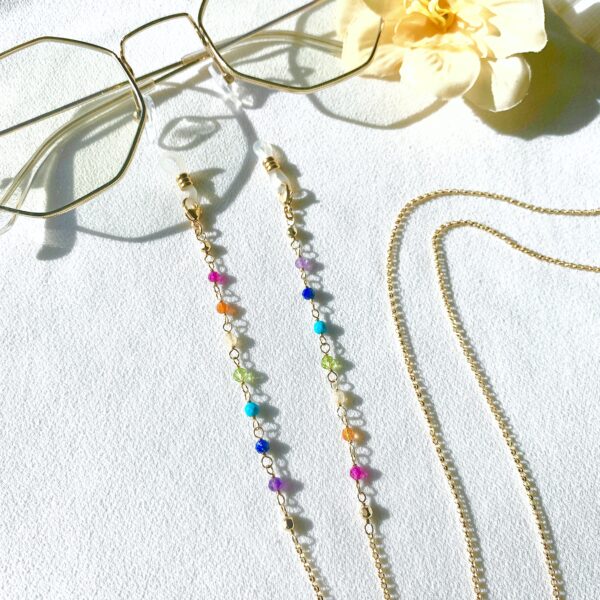 7 Chakra gemstones dainty glasses chain - Image 3