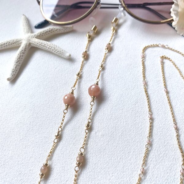 peach moonstone glass chain