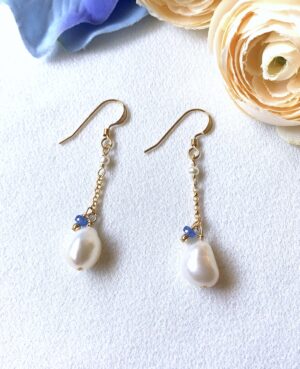 pearl and sapphire earrings