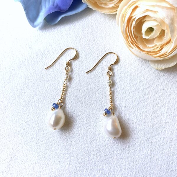 pearl and sapphire earrings