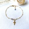 Sapphire and tiny cross charm dainty bracelet - Image 3