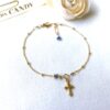 Sapphire and tiny cross charm dainty bracelet - Image 4