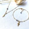 Sapphire and tiny cross charm dainty bracelet - Image 6