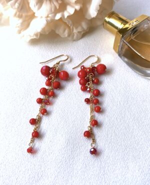 Red coral earrings