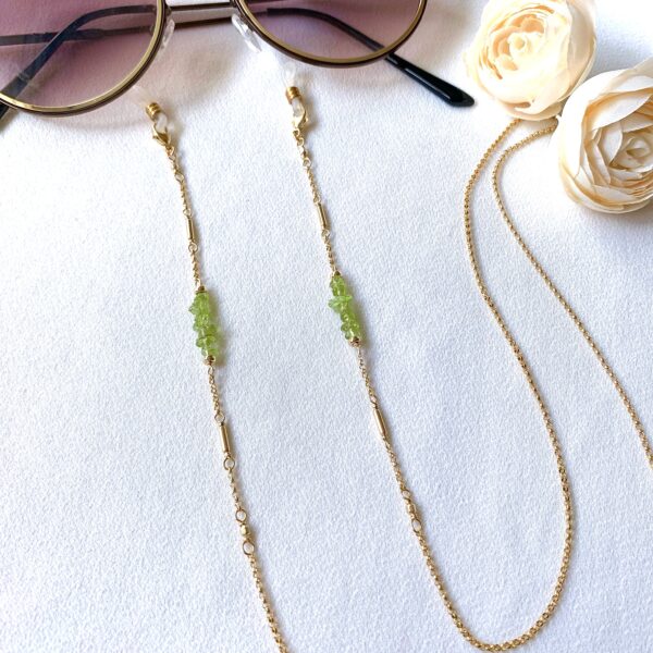 Pebble peridot glasses holder chain - Image 2