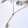 Emerald and white pearl dangle necklace - Image 4