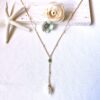 Emerald and white pearl dangle necklace - Image 3