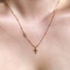 Tiny cross and aquamarine dainty necklace - Image 5