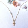 Tiny cross and aquamarine dainty necklace - Image 3