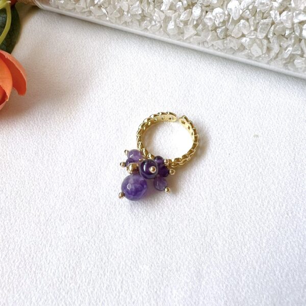 Amethyst dangle adjustable ring