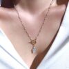 Pebble nuget aquamarine Wren toggle necklace - Image 4