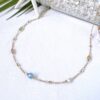 HARU multi gemstone necklace (Aquamarine,Pearl,Peach moonstone,Peridot,Citrine) - Image 4