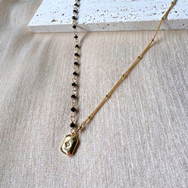 Black spinel and North Star charm asymmetry chain necklace - Image 4