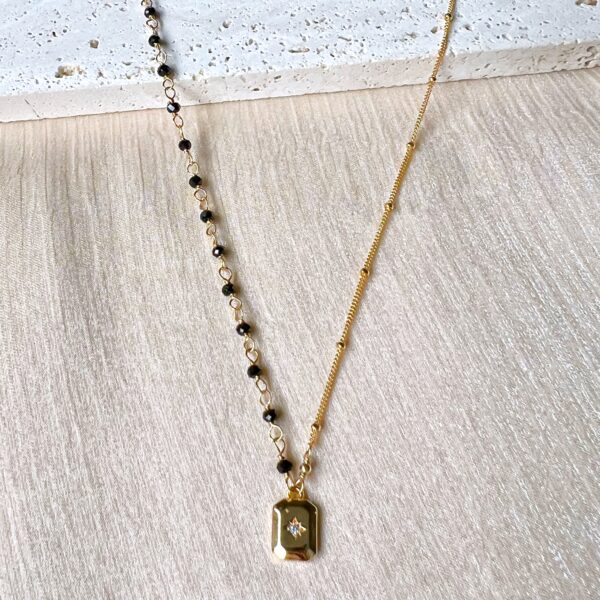 Black spinel and North Star charm asymmetry chain necklace - Image 5