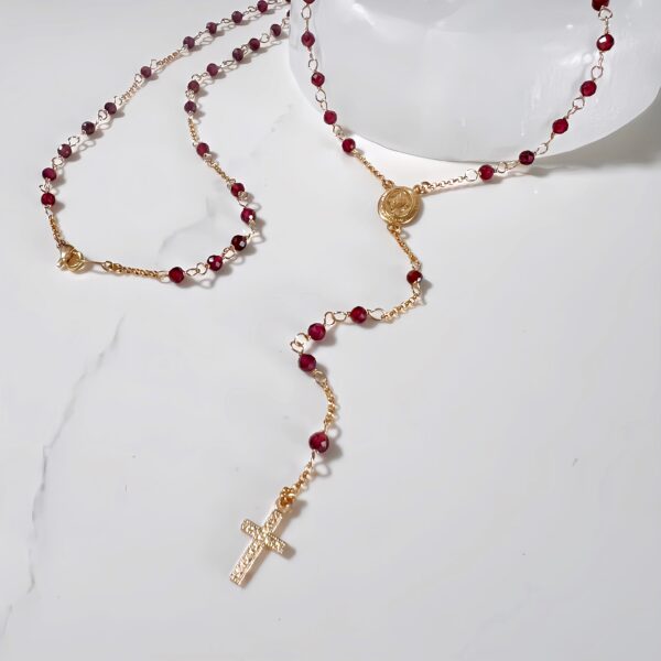 Garnet rosary long necklace - Image 3