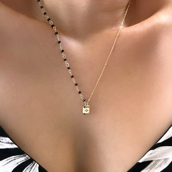 Black spinel and North Star charm asymmetry chain necklace - Image 3