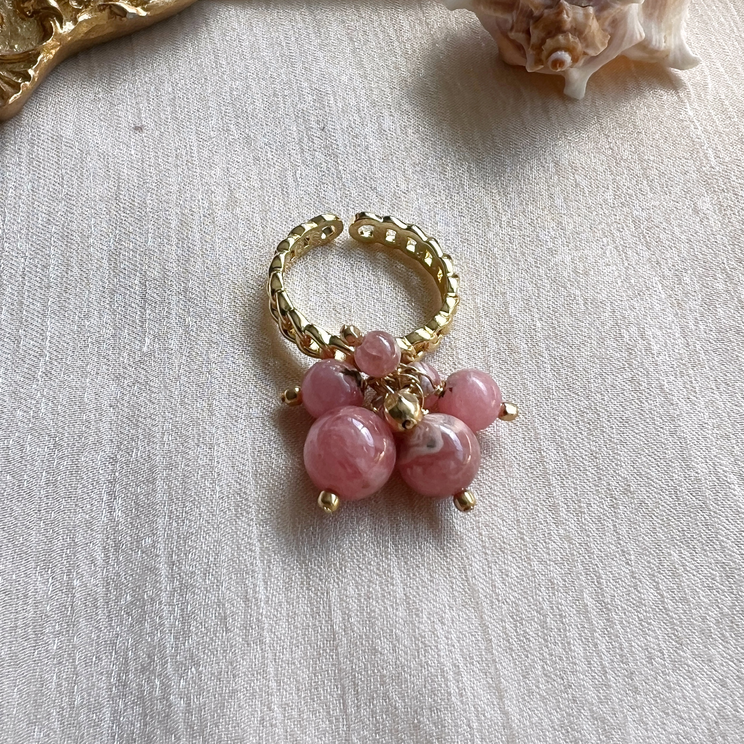 Rhodochrosite fruits dangle adjustable ring - Image 3