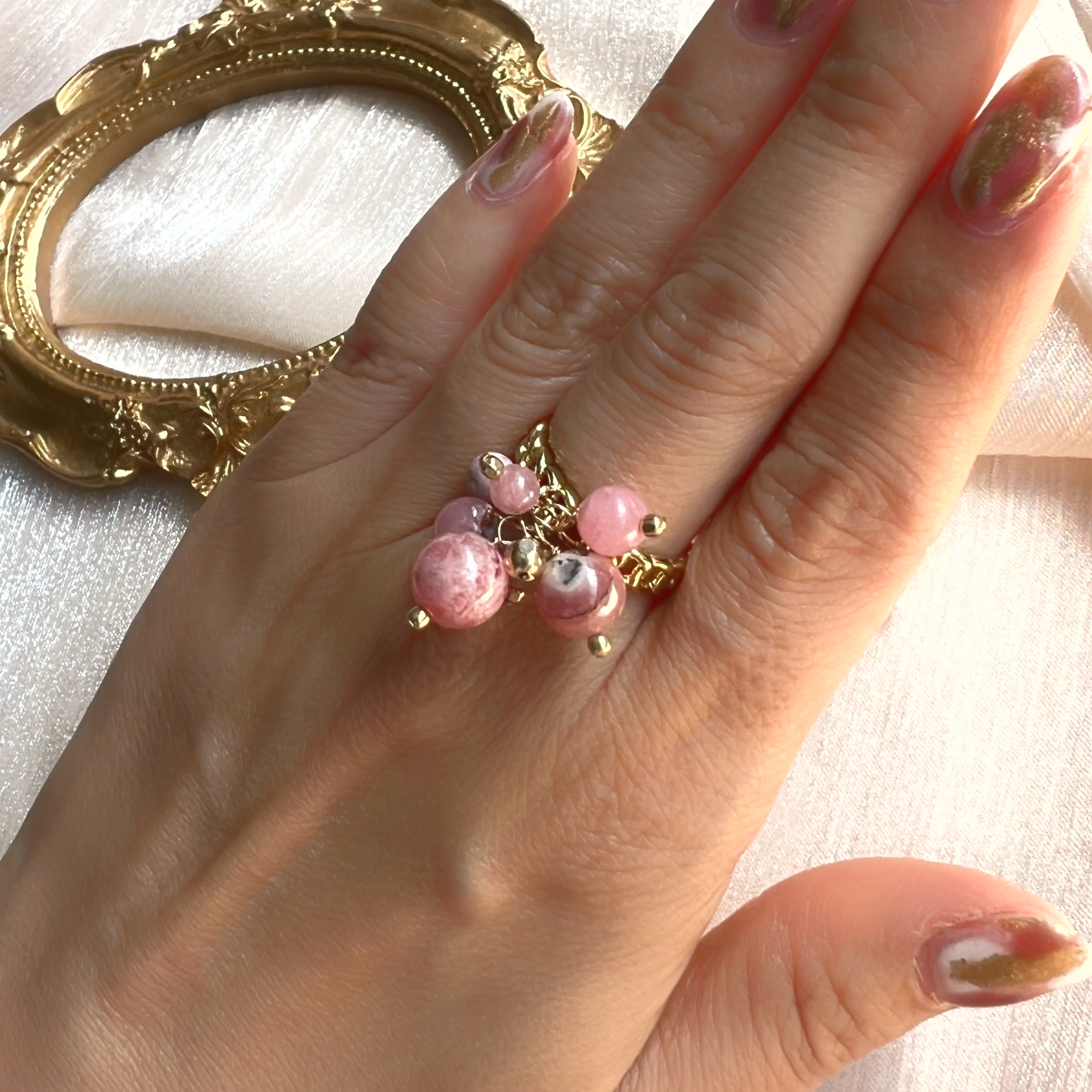Rhodochrosite fruits dangle adjustable ring - Image 4