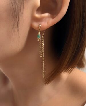 Emerald drape chain earrings