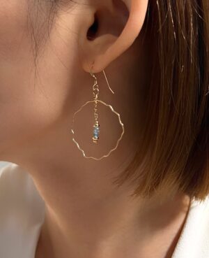 Aquamarine Momona hammered hoop earrings