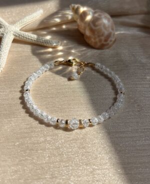 Crack clear quartz beaded bracelet