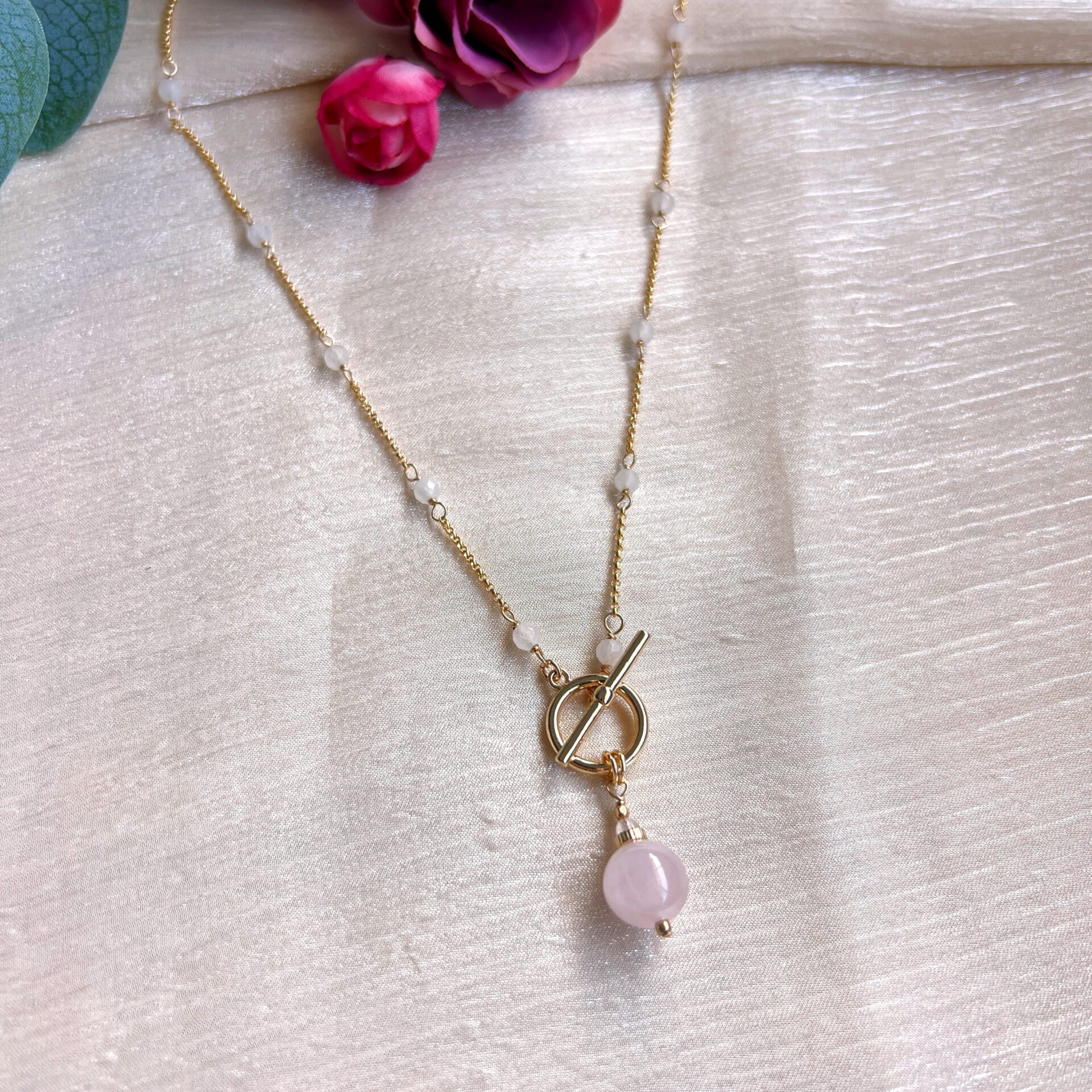 Rose quartz Aiai toggle necklace - Image 2